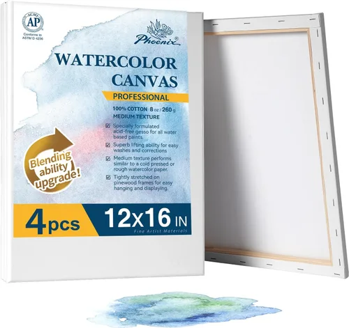 Miniatura 17 de PHOENIX Tableros de lienzo de acuarela para pintar - 5x7 pulgadas/paquete de 6, paneles de lienzo pequeños de acuarela 100% algodón, 8 oz./260g