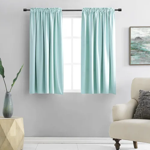 DONREN Cortinas Color Aqua para Dormitorio - Cortinas Opacas con Aislamiento Térmico Oscurecedoras de Habitación con Bolsillo para Barra para Sala