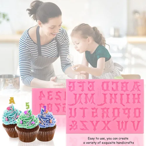 Miniatura 7 de 2 moldes de letras góticas y números de silicona únicos para dulces de chocolate, decoración de pasteles, molde de resina, epoxi