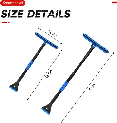 Miniatura 2 de BELOMI - Cepillo de nieve para coche de 36 pulgadas, 3 en 1, extraíble y extensible, con raspador de hielo, cabezal de espuma ancha y agarre