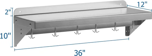 Miniatura 2 de Paquete de 2 estantes de almacenamiento multifuncionales de metal con tapa trasera para cocina, [certificado NSF] Estante de montaje en pared de Dos
