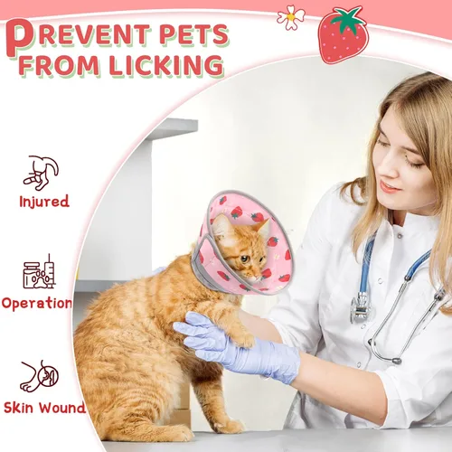 Miniatura 7 de Collar de cono de gato suave para dejar de lamer, ajustable, plegable, ligero, conos para gatitos después de la cirugía, recuperación para gatos