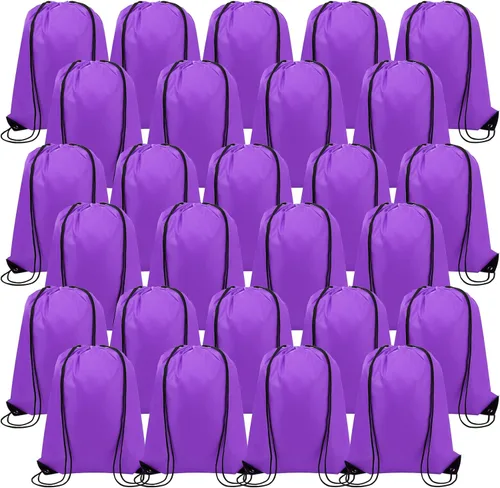 Miniatura 10 de 100 bolsas de cordón con cordón a granel, bolsas de almacenamiento para deportes, gimnasio, viajes, Negro, 16.5 inches in length and 13.4 inches in