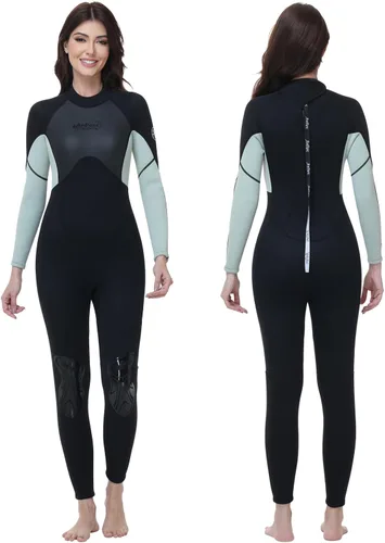 Traje de neopreno de 0.118 pulgadas para mujer, natación en agua fría con cremallera trasera, adecuado para buceo, natación, surf, esnórquel y otros