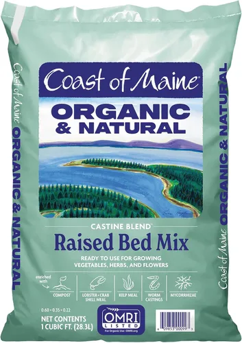 Miniatura 3 de Coast of Maine Castine Blend - Mezcla de cama elevada orgánica y natural, 1 pies cúbicos (paquete de 4), RTU para cultivar verduras, hierbas y flores
