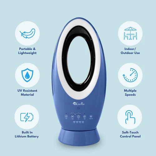 Miniatura 6 de LivePure Ventilador recargable para interiores y exteriores, verde azulado