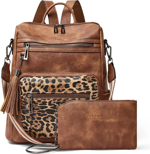 Miniatura 13 de Mochila de cuero Shrrie para mujer, bolso de diseñador de moda para mujer, mochila de viaje convertible, bolso de hombro con muñequera, Mochilas