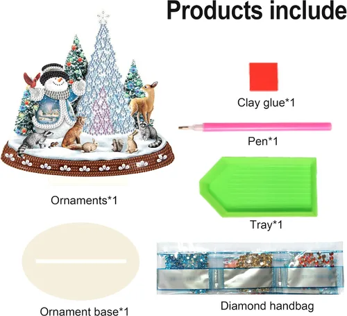 Miniatura 3 de antor Kit de adornos de escritorio con diseño de árbol de Navidad, muñeco de nieve, pintura de diamante, para adultos, principiantes, arte de Árbol