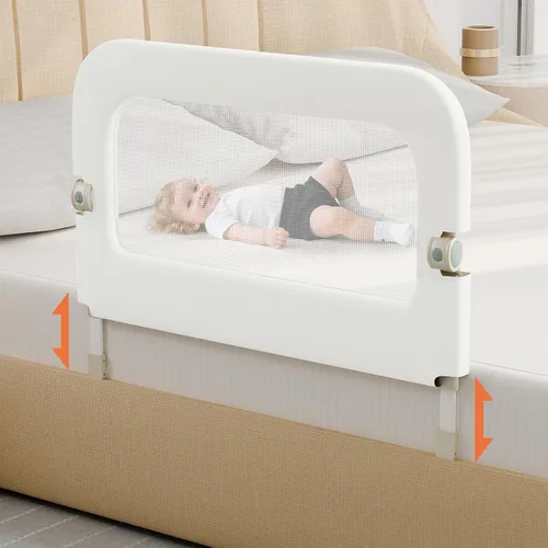 Miniatura 12 de Barandilla de Protección para Cama de Niños Pequeños - Rieles de Seguridad para Cama de Bebé Plegables y de Altura Ajustable de 32 Pulgadas