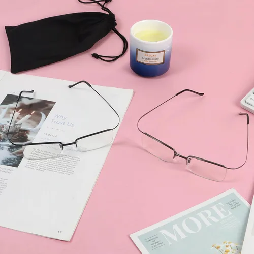Miniatura 6 de DXYXYO Paquete de 2 lentes de lectura de metal con bloqueo de luz azul, para hombres y mujeres, ultra ligeros, medio marco