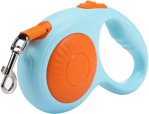 Correa retráctil para perros pequeños y medianos con agarre suave antideslizante, sin enredos de 360°, cinta de nailon fuerte de 10 pies, freno con