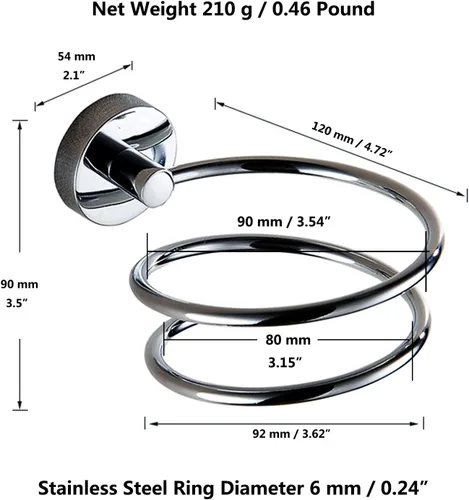 Miniatura 4 de Soporte para secador de pelo acero inoxidable cromado (plata)