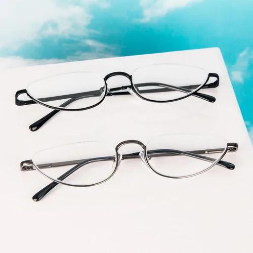 Miniatura 6 de Lentes de lectura de media luna para hombres y mujeres, lentes de montura metálica con bisagra de resorte