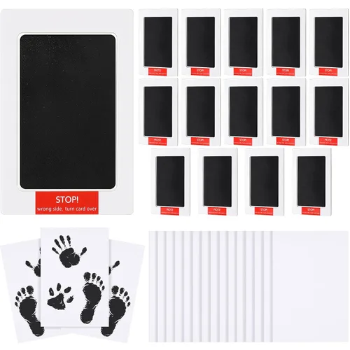 Jetec Kit de 15 huellas y huellas de manos sin tinta, almohadilla de tinta de tacto limpio para manos y huellas de bebé, kit de huellas de perro con