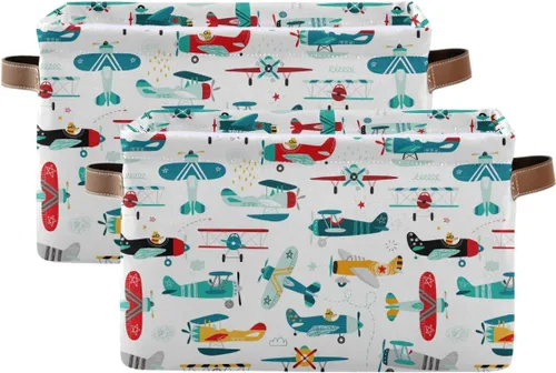 Cesta de almacenamiento, cubo de caricaturas, avión helicóptero, caja de almacenamiento grande plegable para juguetes, contenedor organizador de
