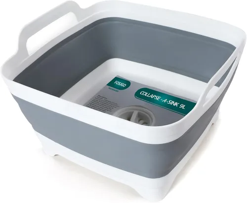 FOSJGO Bandeja Plegable para Platos de 2.4 Galones (9L) con Tapón de Drenaje, Ahorro de Espacio, Multiuso, Tina de Fregadero Plegable, Bandeja para