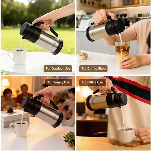 Miniatura 7 de Jarra cremera para café, jarra térmica de café de 0.75L/25 onzas, jarras de café de acero inoxidable para mantener caliente y frío, diseño de doble