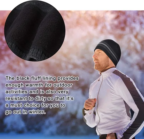Miniatura 6 de Sombreros de punto cálidos de invierno para hombre, gorra de punto de cráneo llano