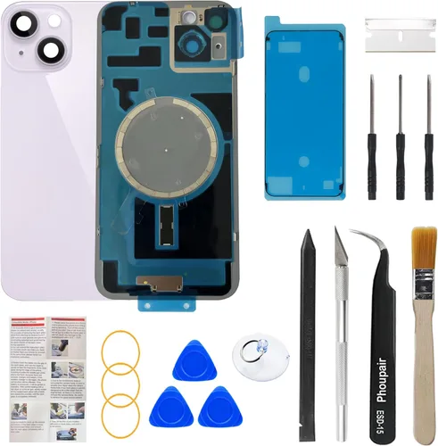 Miniatura 17 de Reemplazo de cristal trasero OEM compatible con iPhone 15 de 6.1 pulgadas con marco de cámara y lente de cámara + kit de herramientas de reparación