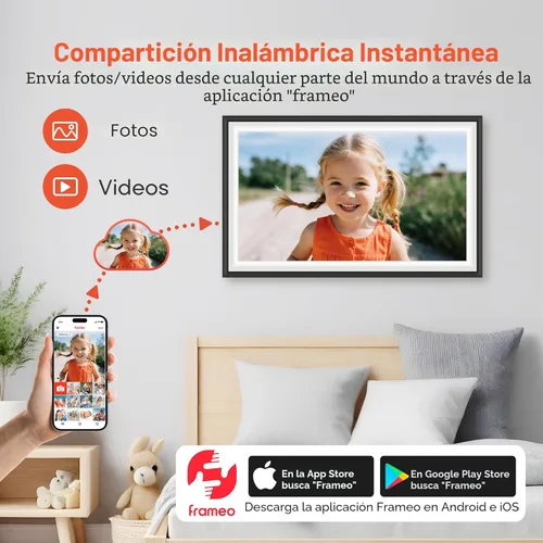 Miniatura 2 de BIGASUO Marco de fotos digital Frameo 15.6 pulgadas WiFi marcos de fotos electrónicos grandes con 64 GB de memoria 1920 x 1080 IPS FHD pantalla