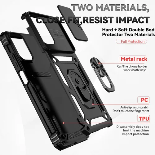 Miniatura 2 de Funda para teléfono SunStory para Motorola Moto G Play 2024 con protector de pantalla HD y cubierta deslizante para la cámara y soporte con patas
