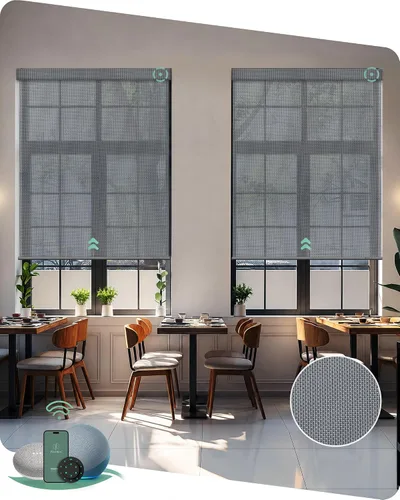 Miniatura 17 de Yoolax Persianas solares motorizadas que filtran la luz, persianas inteligentes con control remoto, funcionan con Alexa, persianas enrollables
