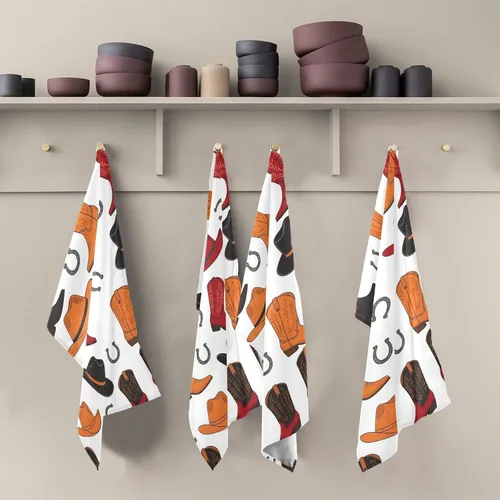 Miniatura 5 de GAIREG Juego de 6 toallas de cocina grandes con diseño de botas vaqueras retro, 28 x 18 pulgadas, toallas de mano de primavera a granel