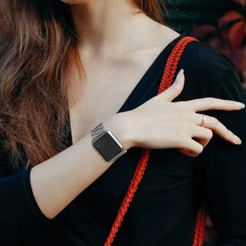Miniatura 8 de baozai Compatible con Apple Watch Band de 1.496 pulgadas con funda, correa para iWatch de acero inoxidable con funda protectora de pantalla