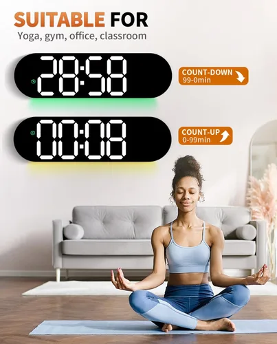 Miniatura 7 de Reloj de pared digital grande de 17.2 pulgadas con control remoto de 9 colores cambiantes, fecha, semana, temperatura, atenuación de brillo