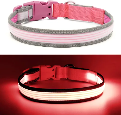 Miniatura 8 de YFbrite Collar de Perro LED Completamente Ajustable, Collares de Perro Completamente Iluminados, Collar de Perro Reflectante con Luz que Brilla