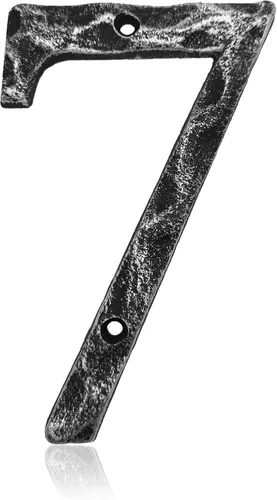 Miniatura 9 de Números de casa de 5.5 pulgadas, número único de dirección de metal de hierro fundido para puerta exterior o delantera, acabado plateado antiguo