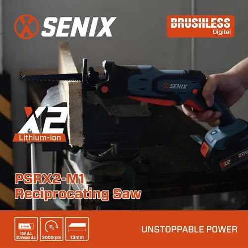 Miniatura 2 de SENIX PSRX2-M1-0 X2 20 Volt Max* Sierra alternativa compacta de 1/2 pulgada, velocidad variable, 2800 SPM máximo, abrazadera de hoja sin