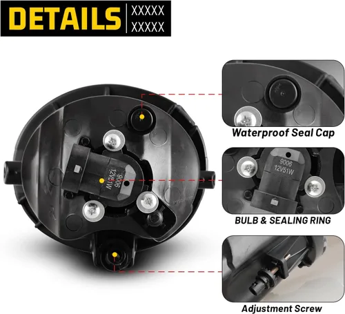 Miniatura 5 de Faros antiniebla compatibles con Toyota Tundra 2000-2006 Sequoia 2001-2007 con bombillas 9006 12V 51W Lámparas de conducción de repuesto incluido