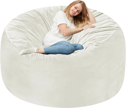 Miniatura 31 de Homguava - Sillón puff de 3 pies Sillón estilo puff grande de 3 pulgadas con relleno de espuma viscoelástica, sofá suave con funda de terciopelo