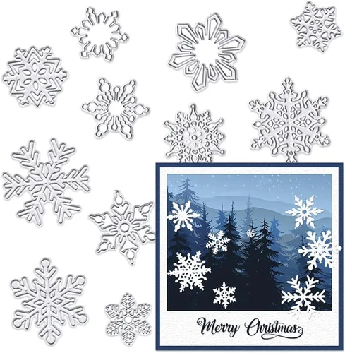 Hying Troqueles de corte de copo de nieve de Navidad para hacer tarjetas, troqueles de nieve de vacaciones de invierno, plantillas de troqueles de