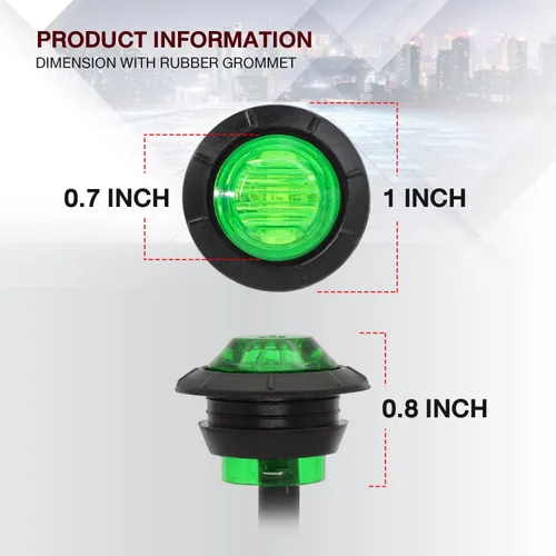 Miniatura 4 de TMH 100 luces indicadoras laterales redondas de 3/4 pulgadas, 3 luces LED de 12 V CC (verde (100 unidades)