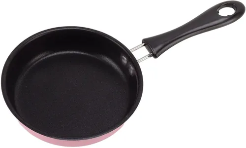 HERCHR Mini sartén antiadherente para huevos de 5 pulgadas, sartén pequeña antiadherente para freír huevos pequeños, color rosa