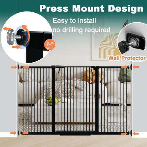 Miniatura 6 de Fairy Baby Puerta extra alta para bebés de 40.5 pulgadas, sin taladro, puerta extra ancha de 29.6 a 40.5 pulgadas para mascotas, puerta de seguridad