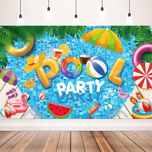 Decoraciones de fiesta de verano en la playa, pancarta de fondo para fiesta de piscina de verano, suministros de decoración de fiesta de piscina, 72