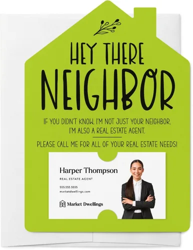 Miniatura 15 de Market Dwellings Juego de tarjetas de felicitación Hey There Neighbor Real Estate Mailers - Bienes raíces con sobres incluidos - Diseñado