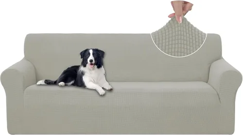 Miniatura 23 de U-NICE HOME Funda elástica para sofá, lavable, protector de muebles para sofá de 3 cojines, apta para mascotas (sofá, gris)