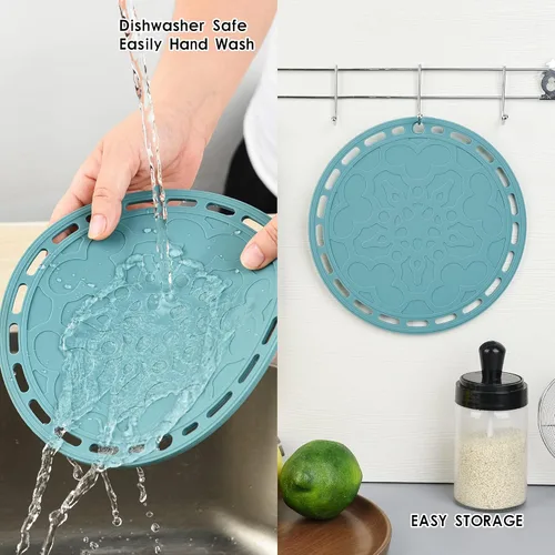 Miniatura 6 de Salvamanteles de silicona grandes y redondos de silicona para platos calientes y ollas calientes, almohadillas calientes para encimeras, mesas