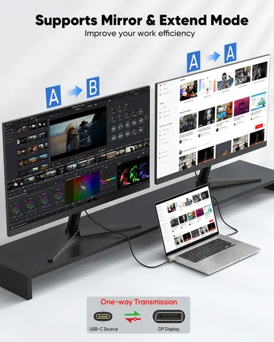 Miniatura 7 de Cable USB C a DisplayPort 1.4 de 1 pie, 8K a 60 Hz, cable corto USBC a DisplayPort 1.4 4K a 240 Hz compatible con Thunderbolt 5/4/3, MacBook