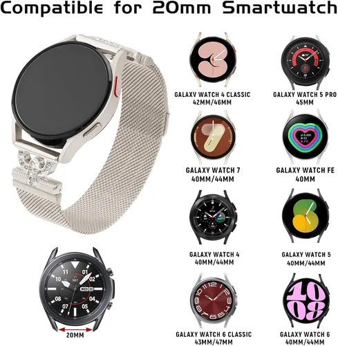 Miniatura 3 de Bandas magnéticas compatibles con Samsung Galaxy Watch 7/FE/6/5/4 1.575 in 1.732 in, 5 Pro, Watch 4/6 Classic 1.654 in 1.811 in 1.693 in 1.850 in