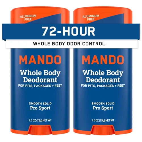 Mando Desodorante de cuerpo entero para hombres, barra lisa y sólida, control de olores de 72 horas, sin aluminio, sin bicarbonato de sodio, seguro