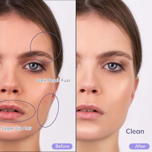Miniatura 3 de PELCAS Herramienta eléctrica de dermaplaning para la cara de las mujeres con luz LED 3 velocidades Mini Dermaplaning Razor con 6 cuchillas, 2 en 1
