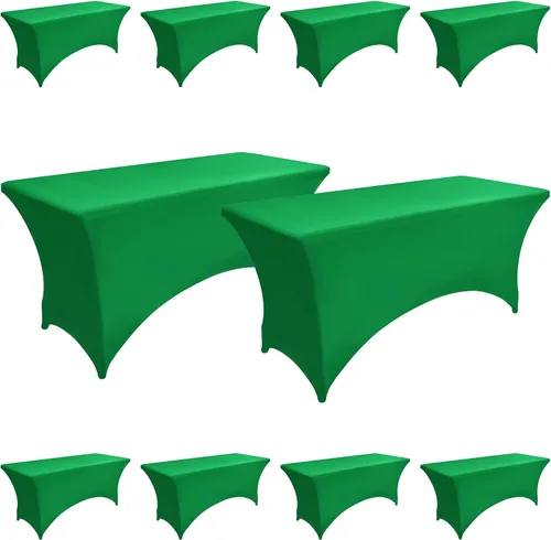 Miniatura 16 de Paquete de 2 Cubiertas de Mesa de Spandex de 4 pies para Mesas Plegables Rectangulares - Manteles Elásticos Ajustados Resistentes a las Arrugas