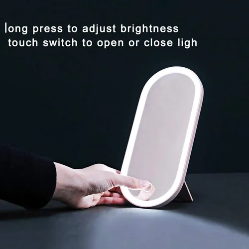 Miniatura 3 de Bolsa organizadora de maquillaje de viaje con espejo de luz LED, organizador de maquillaje, estuche de tren, organizador portátil de cosméticos