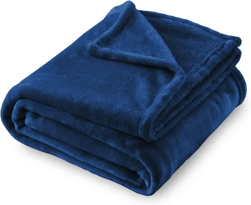 SOCHOW Manta de franela de forro polar, tamaño individual, ligera, súper suave y acogedora para cama o sofá, color azul marino, 60 x 80 pulgadas