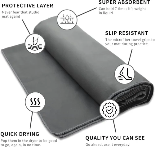 Miniatura 2 de MIAOMIAO Juego de toallas antideslizantes para yoga caliente, microfibra súper absorbente, 24.5 x 72 pulgadas, diseño antideslizante, sin lesiones